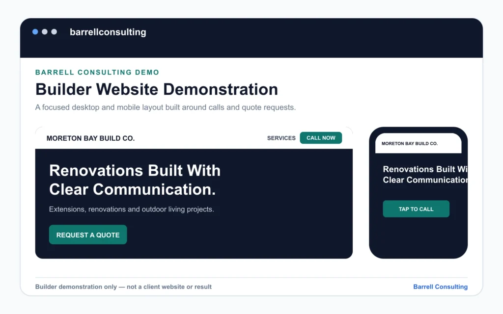 Barrell Consulting builder website demonstration