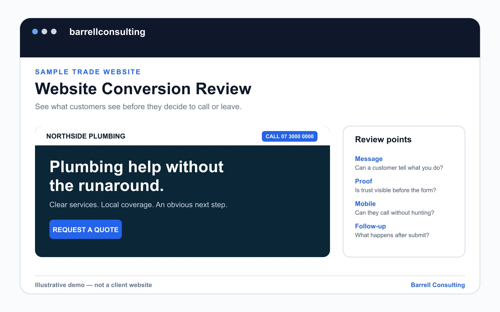 Illustrative tradie website conversion review